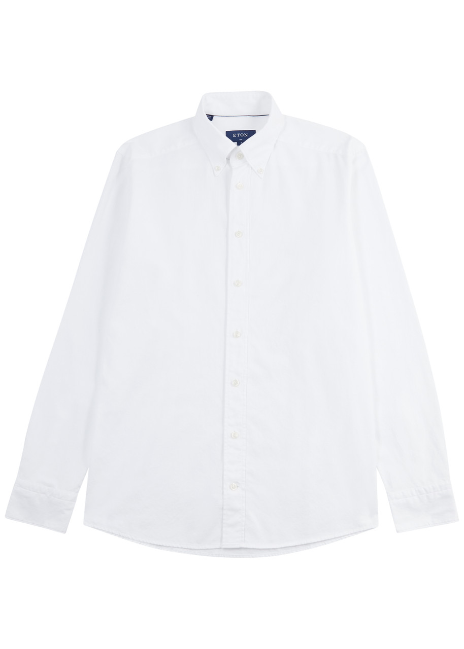 Eton Piqu Cotton Oxford Shirt – White Eton Piqu Cotton Oxford Shirt – White