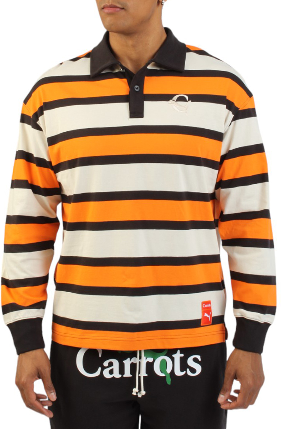 Men PUMA x Carrots Striped Rugby Shirt Orange Shirts L Orange