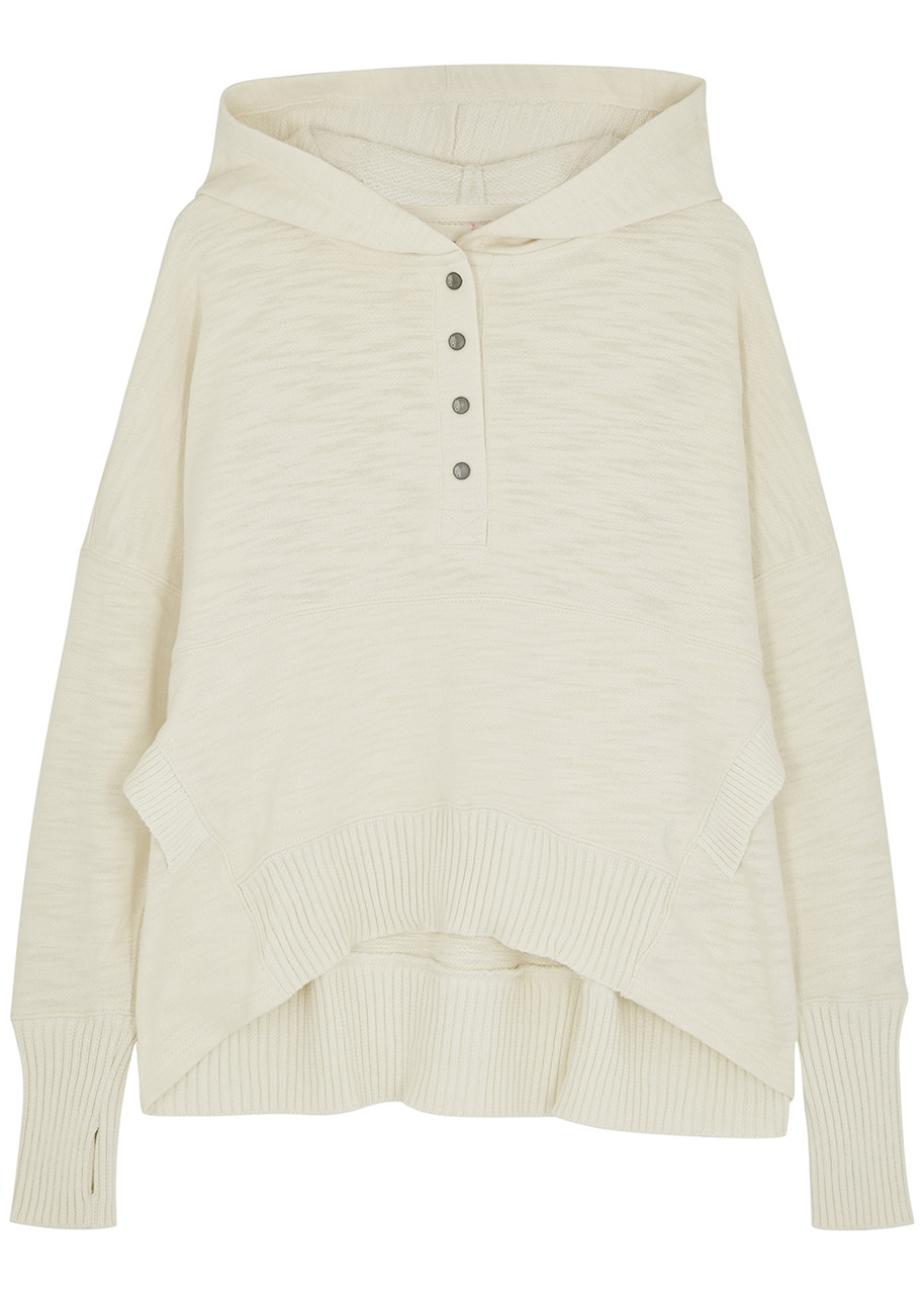 Free People Movement Hooded Cotton Sweatshirt – White Free People Movement Hooded Cotton Sweatshirt – White