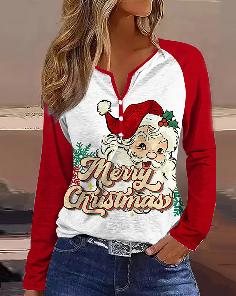 Zeagoo Christmas Santa Claus V Neck Shift Casual Long Sleeve Top – Red L- Zeagoo Christmas Santa Claus V Neck Shift Casual Long Sleeve Top – Red L-