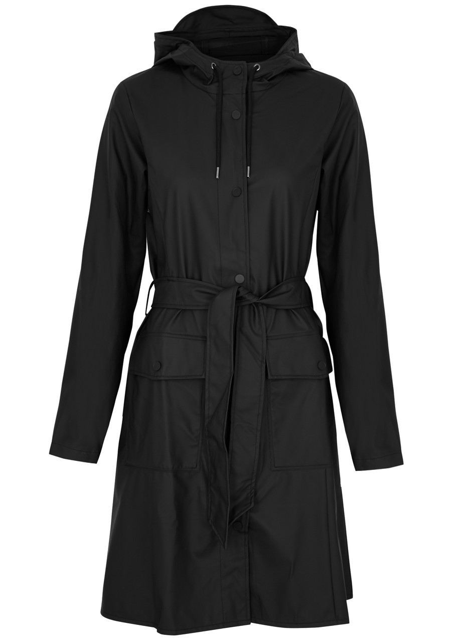 Rains Belted Hooded Waterproof Jacket – Black Rains Belted Hooded Waterproof Jacket – Black