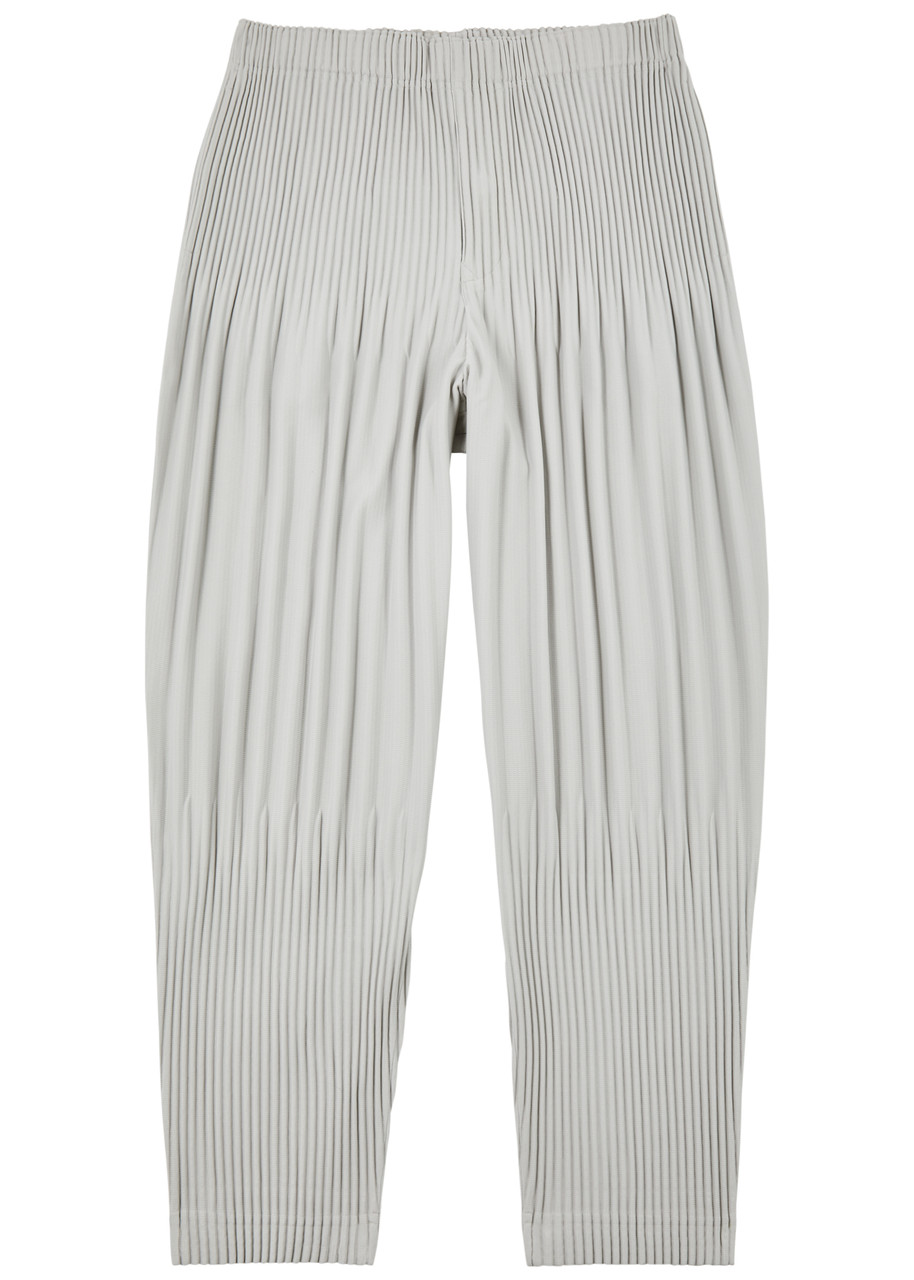 Homme Pliss Issey Miyake Pleated Cropped Trousers – Light Grey