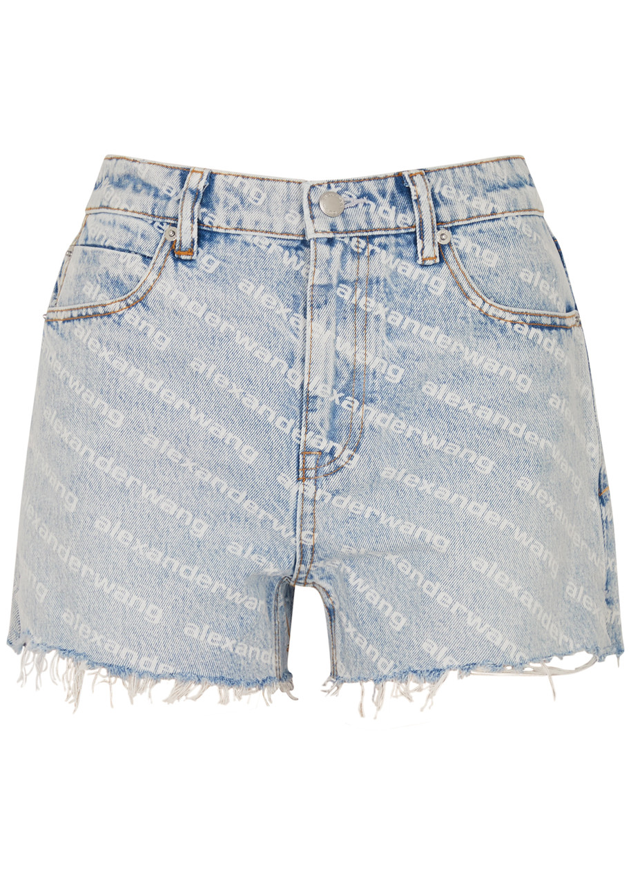 Alexander Wang Logo-print Denim Shorts – Light Blue – W W S Alexander Wang Logo-print Denim Shorts – Light Blue – W W S