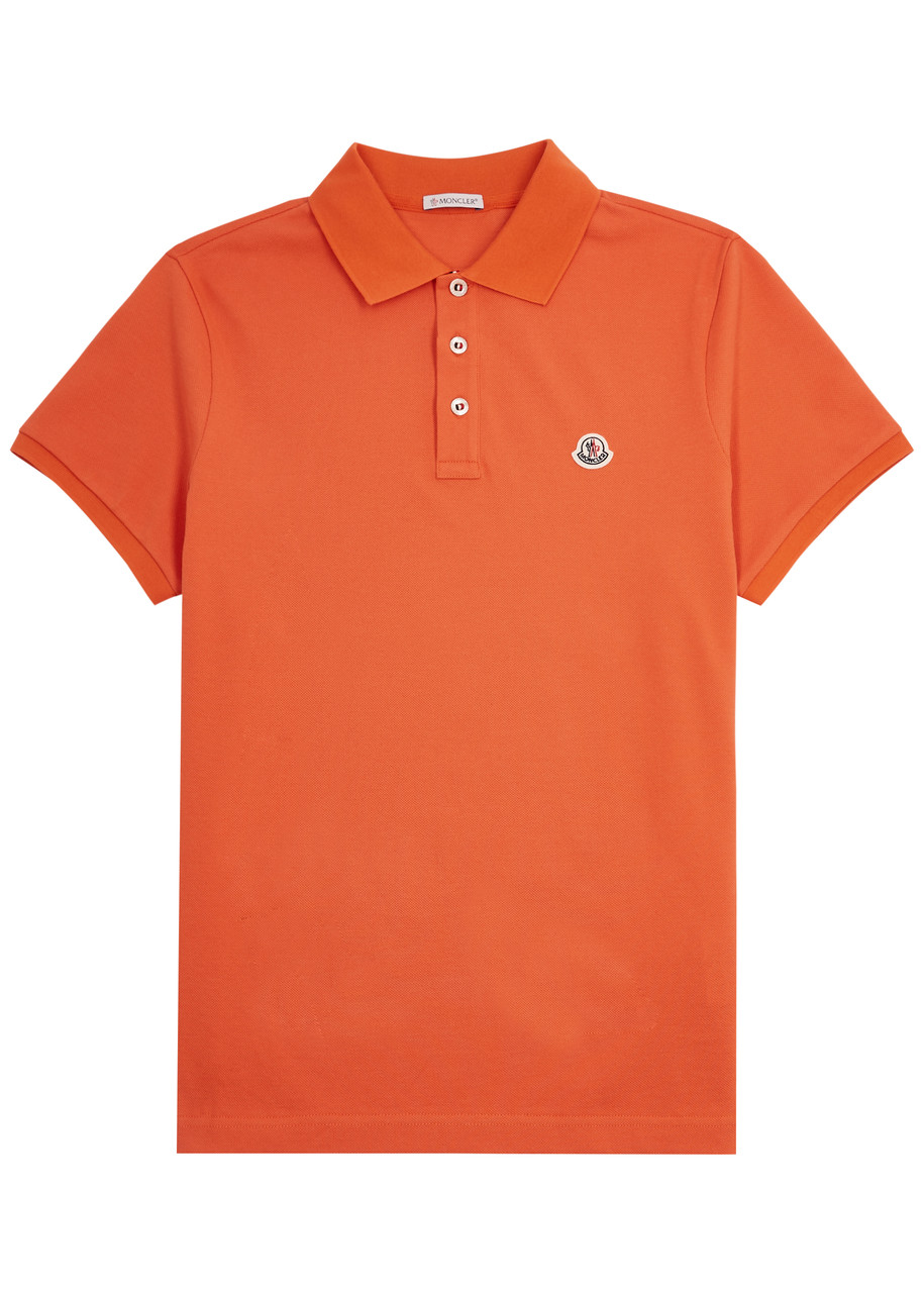 Moncler Logo Piqu Cotton Polo Shirt – Orange Moncler Logo Piqu Cotton Polo Shirt – Orange