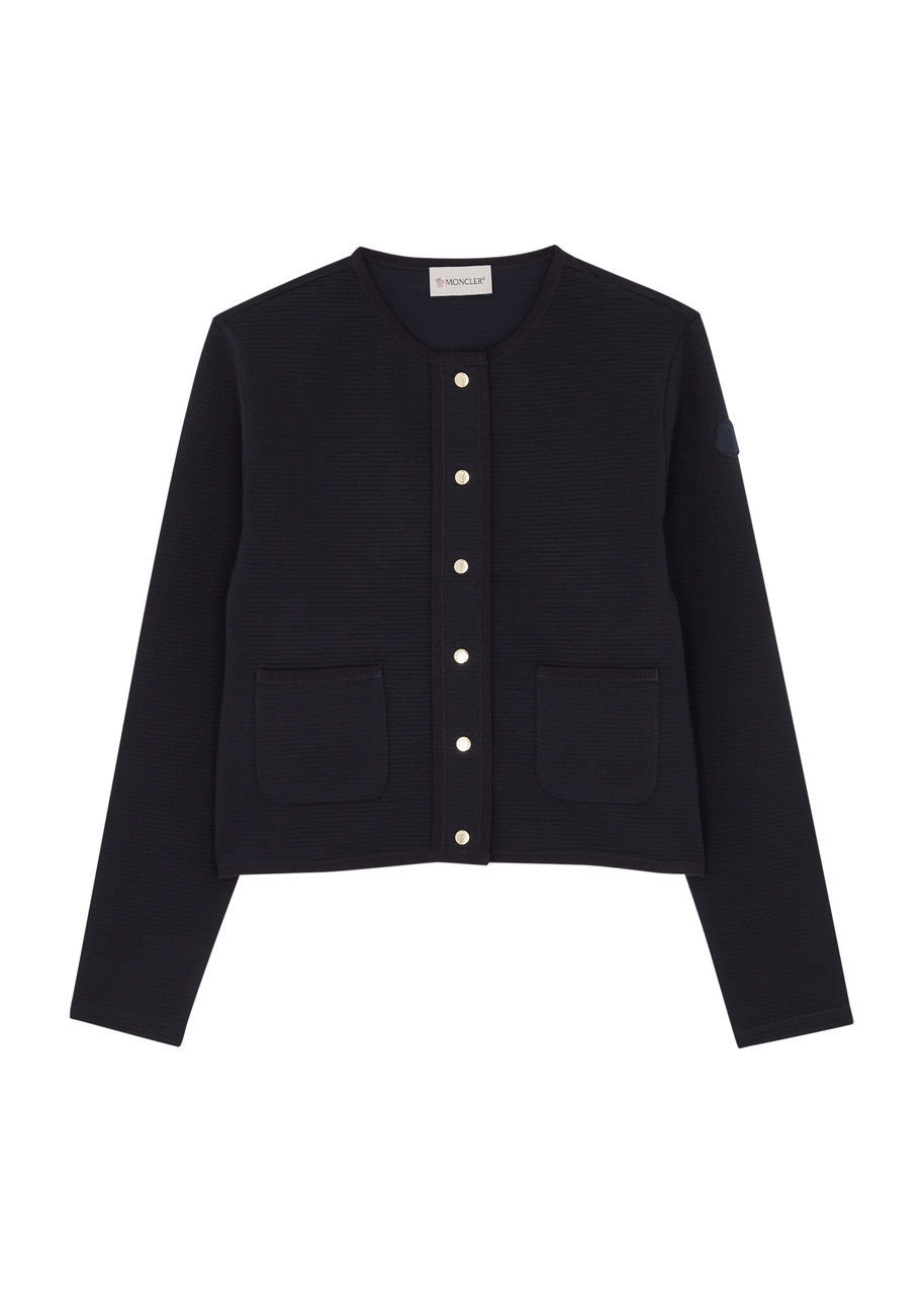 Moncler Kids Ribbed Jersey Cardigan – – Navy – Moncler Kids Ribbed Jersey Cardigan – – Navy –
