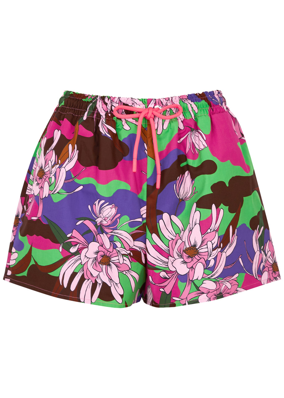 Moncler Floral-print Cotton Shorts, Shorts, Multicoloured