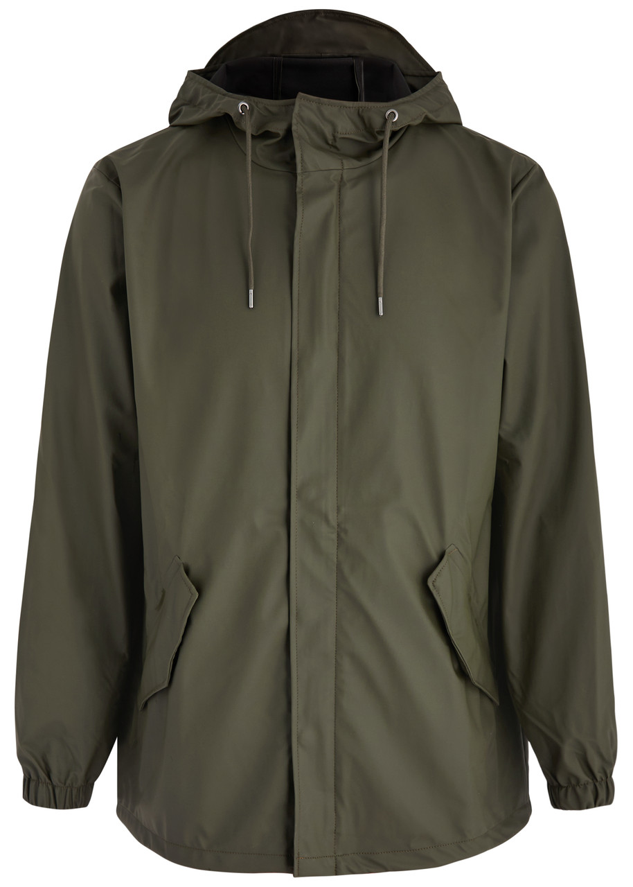 Rains Hooded Rubberised Parka – Dark Green Rains Hooded Rubberised Parka – Dark Green