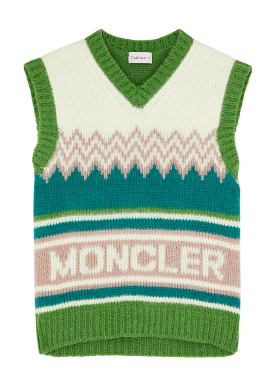 Moncler Logo Wool Vest – Multicoloured – L L Moncler Logo Wool Vest – Multicoloured – L L