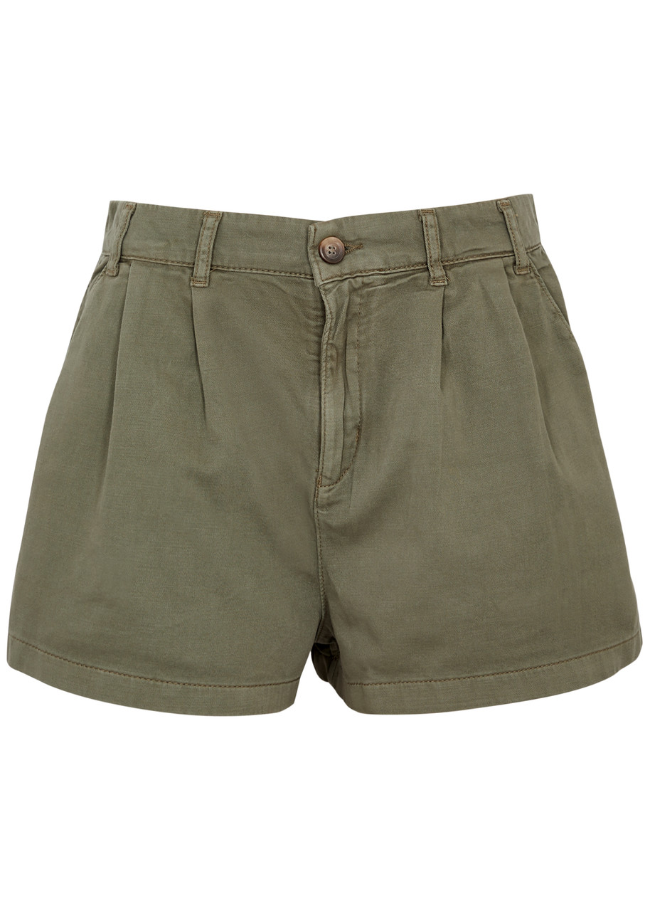Free People Billie Stretch-denim Shorts – Khaki Free People Billie Stretch-denim Shorts – Khaki