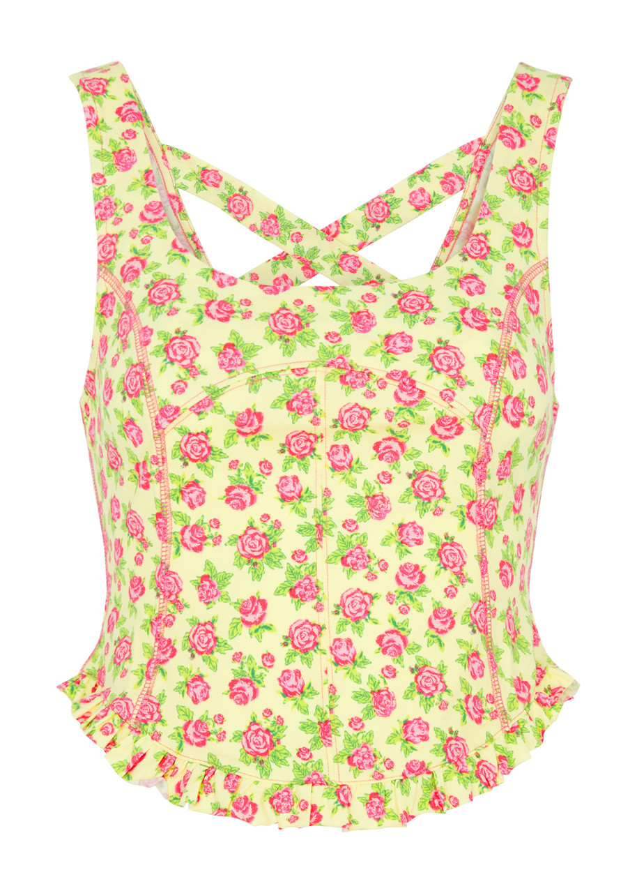 Free People Melanie Floral-print Stretch-cotton Tank top – Yellow Free People Melanie Floral-print Stretch-cotton Tank top – Yellow