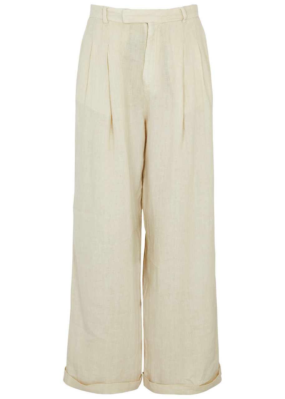 Free People Lyla Wide-leg Linen Trousers – Tan