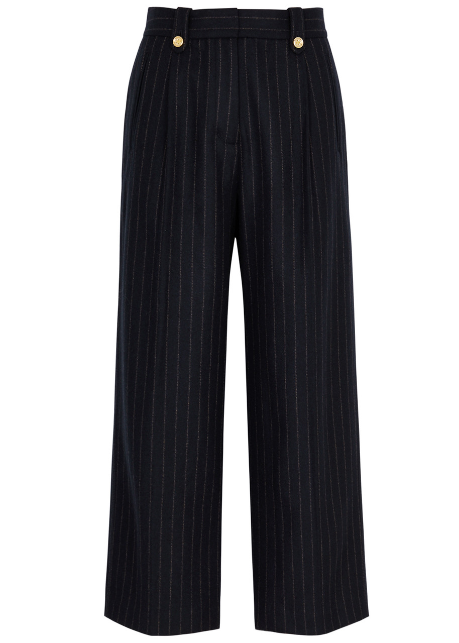. Phillip Lim Pinstripe Cropped Wool-blend Trousers – Black – M . Phillip Lim Pinstripe Cropped Wool-blend Trousers – Black – M