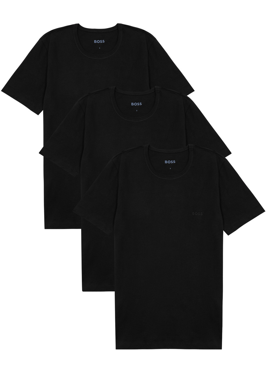 Boss Logo-embroidered Cotton shirt – set of Three – Black