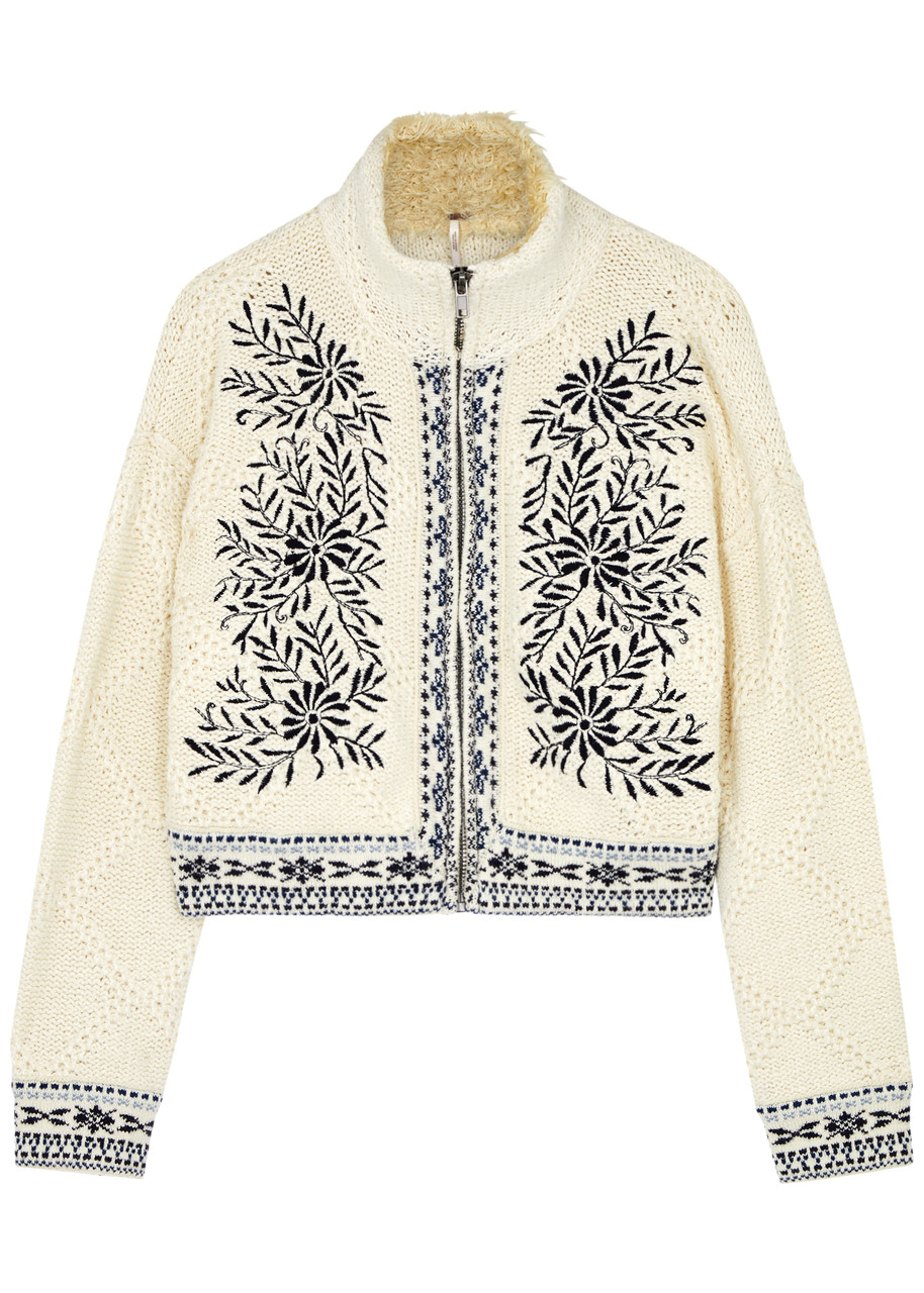 Free People True Embroidered Knitted Cardigan – Cream – S – S Free People True Embroidered Knitted Cardigan – Cream – S – S