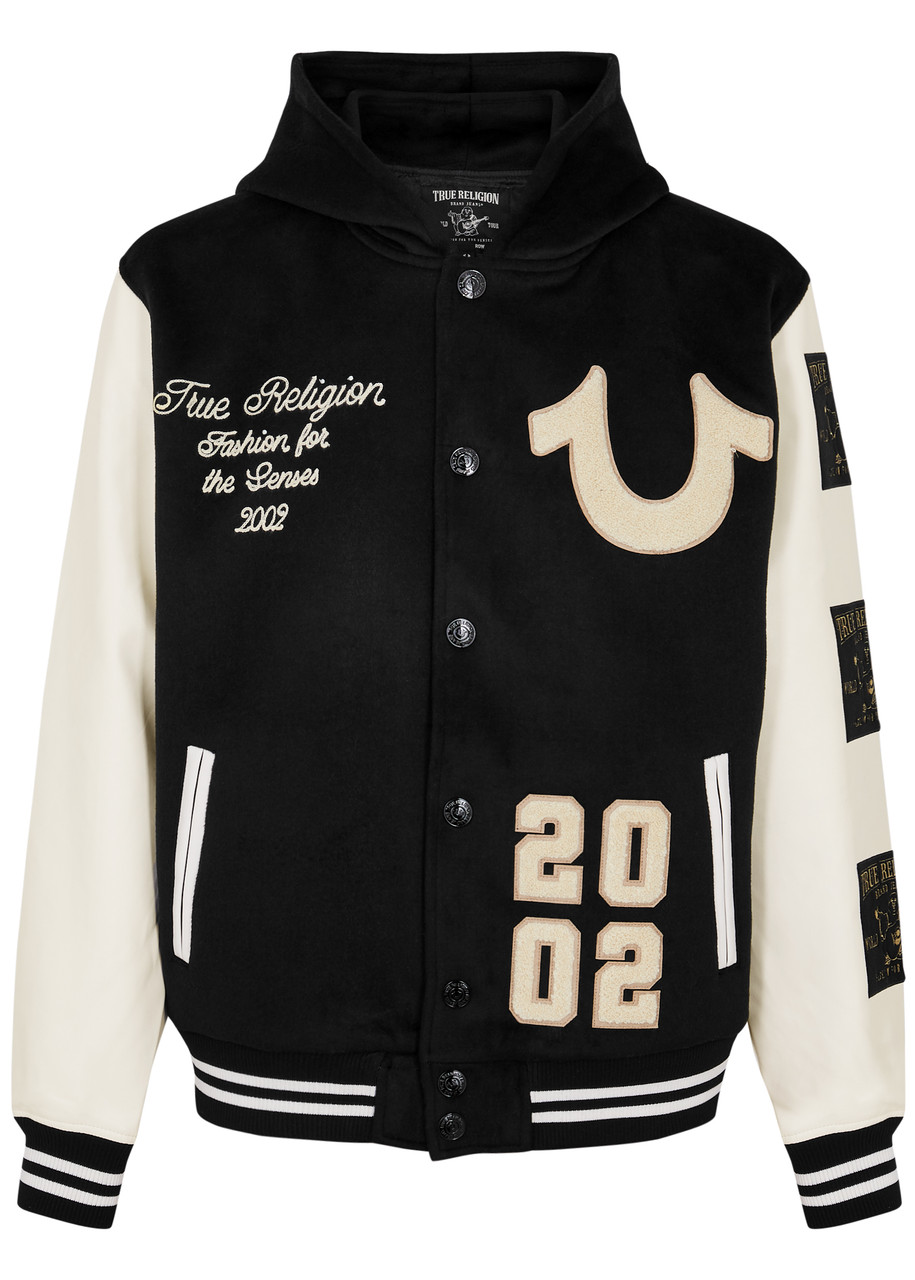 True Religion Logo-embroidered Felt Varsity Jacket – Black