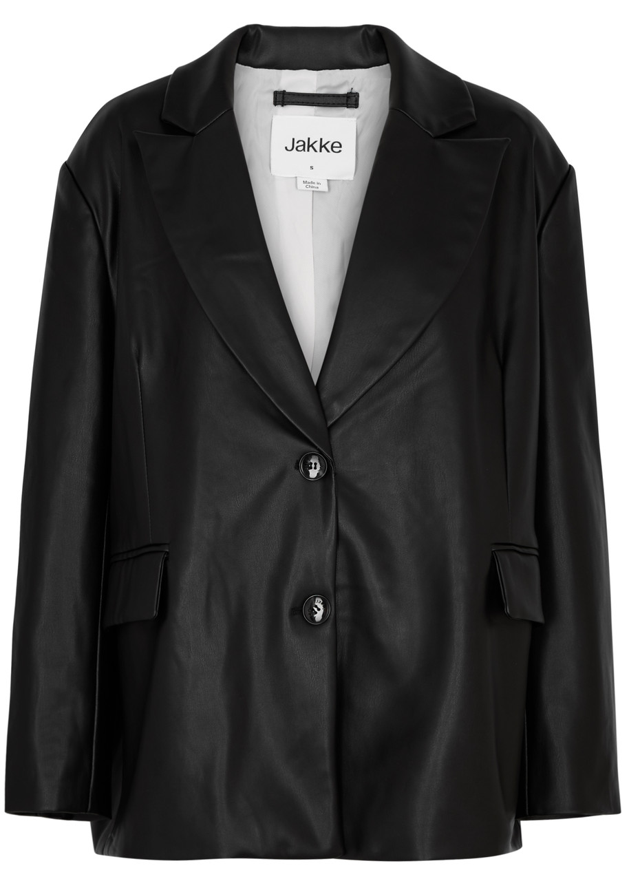 Jakke Frankie Faux Leather Blazer – Black – S – S