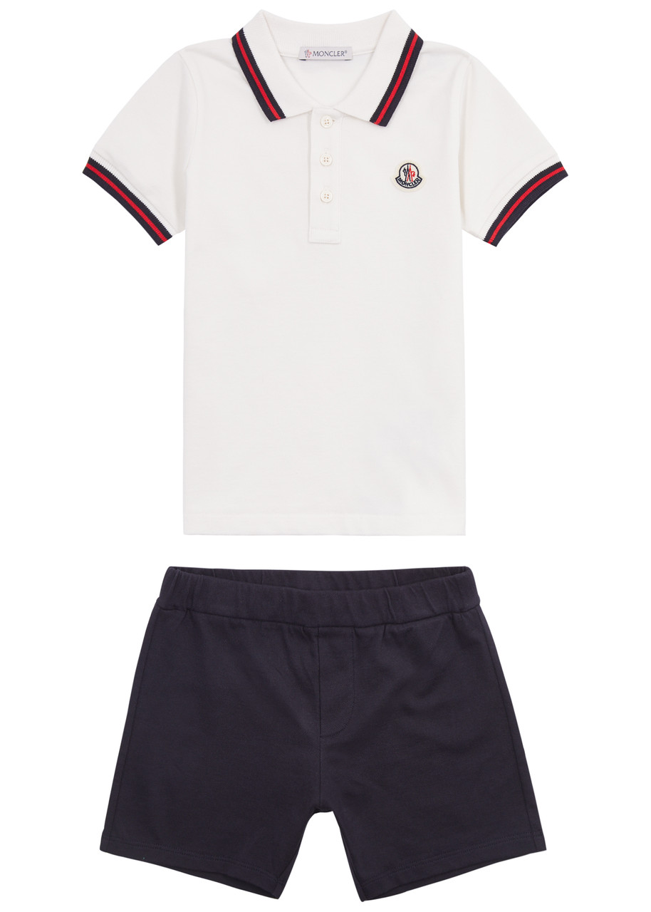 Moncler Kids Piqu Cotton Polo Shirt and Shorts set months- – White – A Moncler Kids Piqu Cotton Polo Shirt and Shorts set months- – White – A