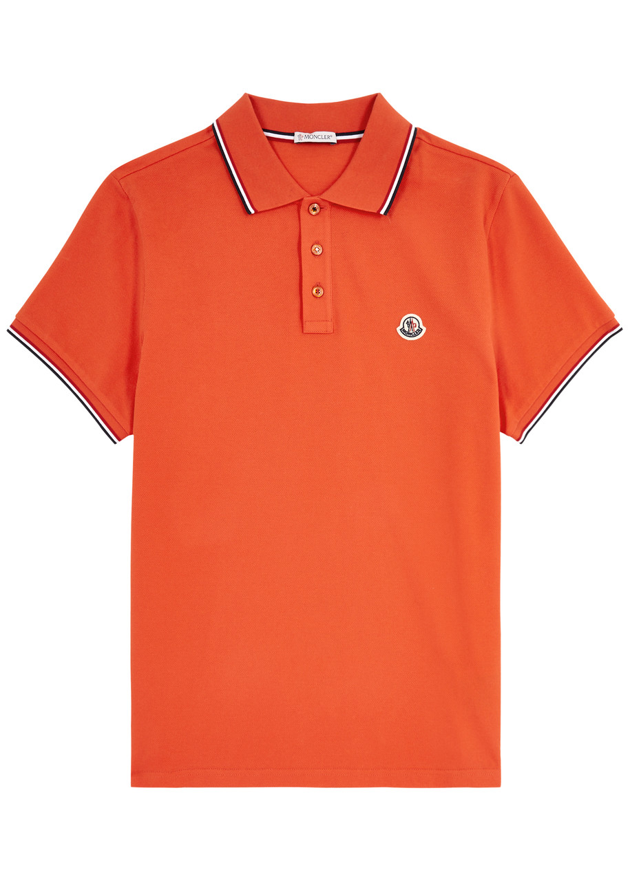 Moncler Piqu Cotton Polo Shirt – Orange