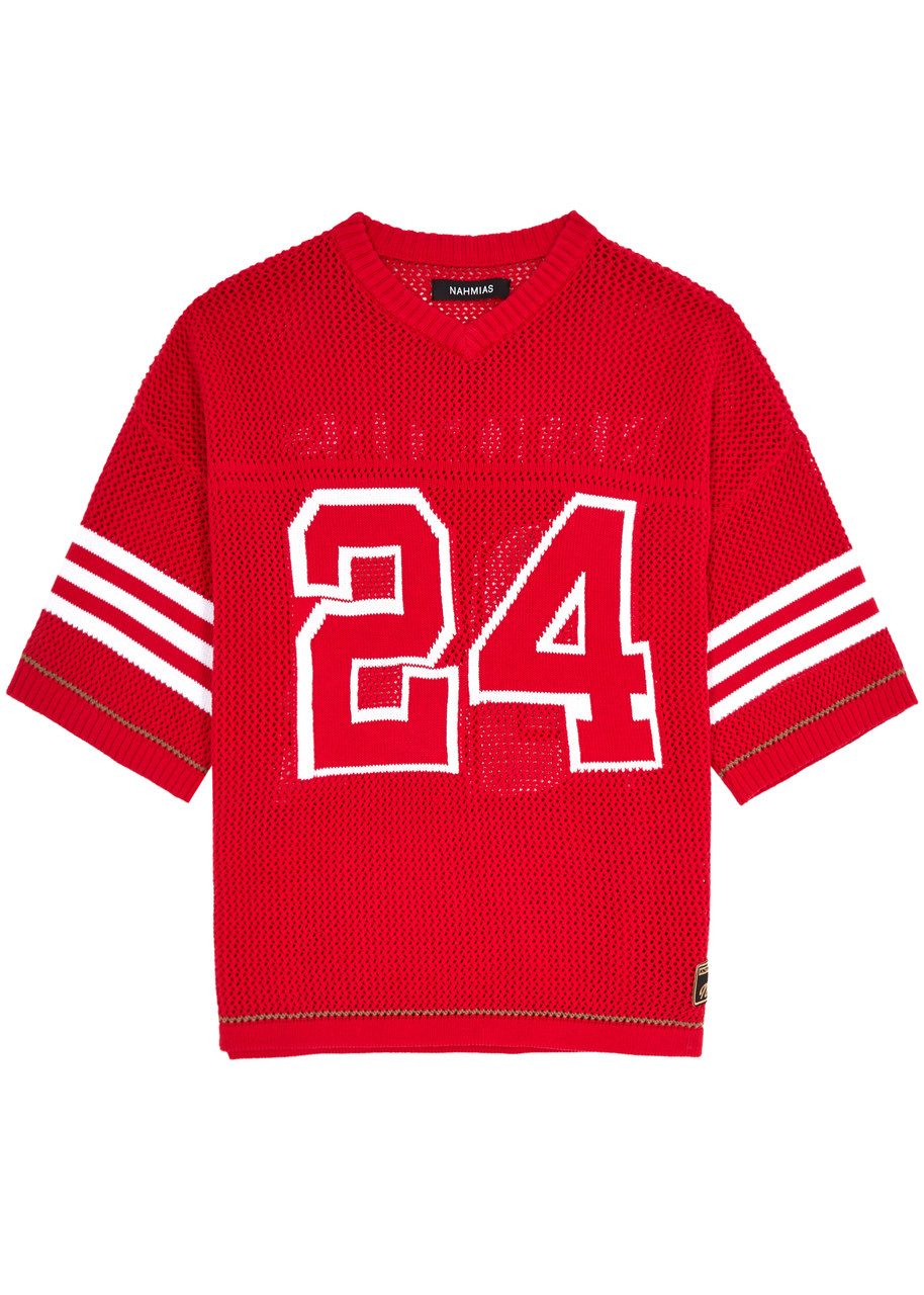 Nahmias Football Open-knit Cotton shirt – Red
