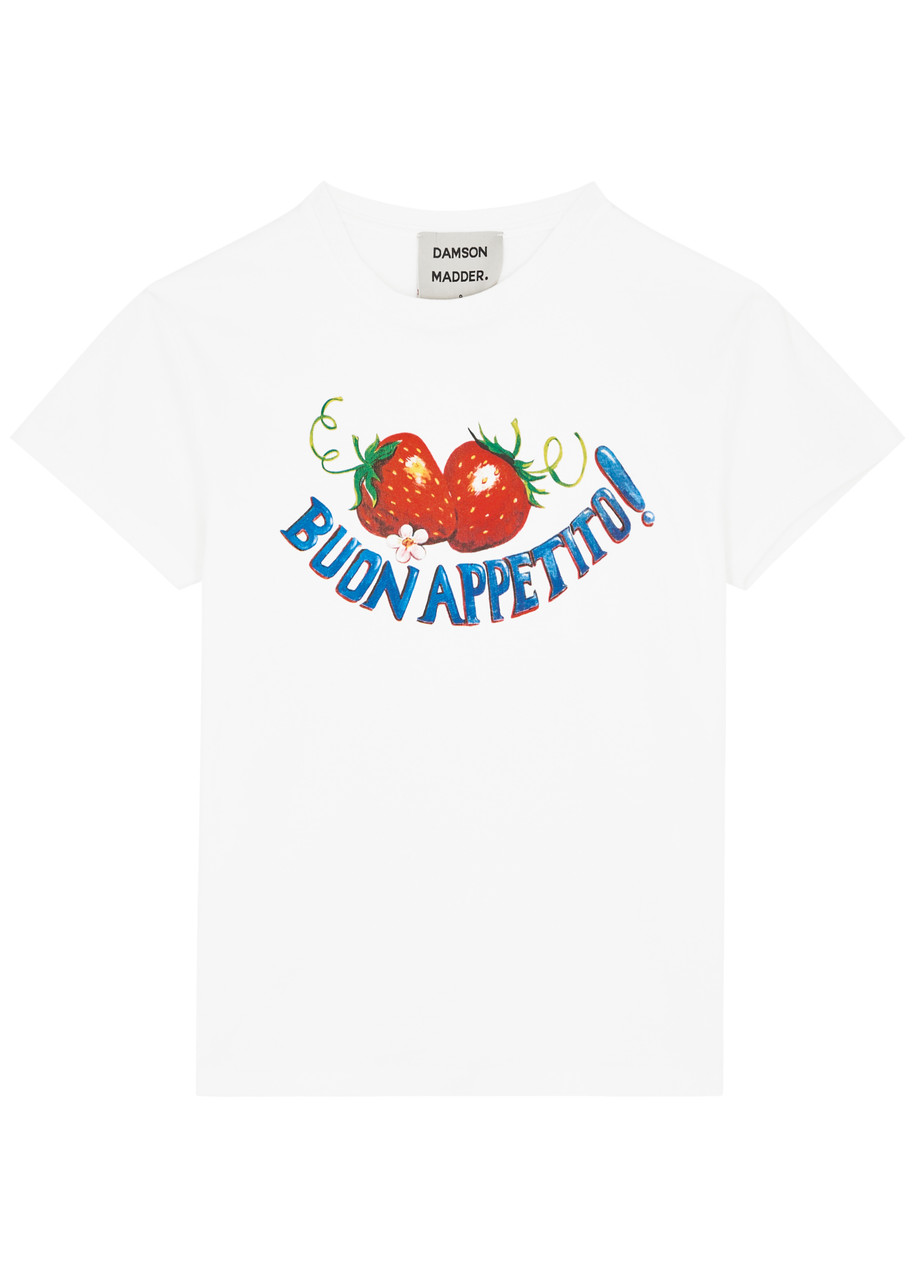 Damson Madder Buon Appetito Printed Cotton shirt – White – Damson Madder Buon Appetito Printed Cotton shirt – White –