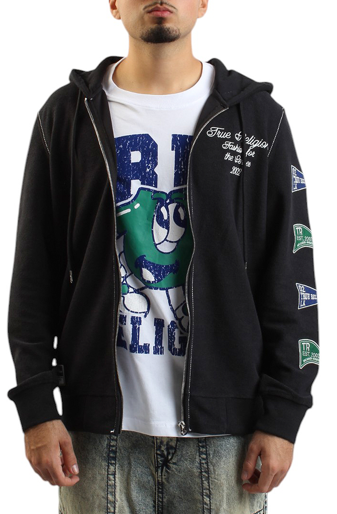 Men French Terry Zip Hoodie Black Hoodies M Black