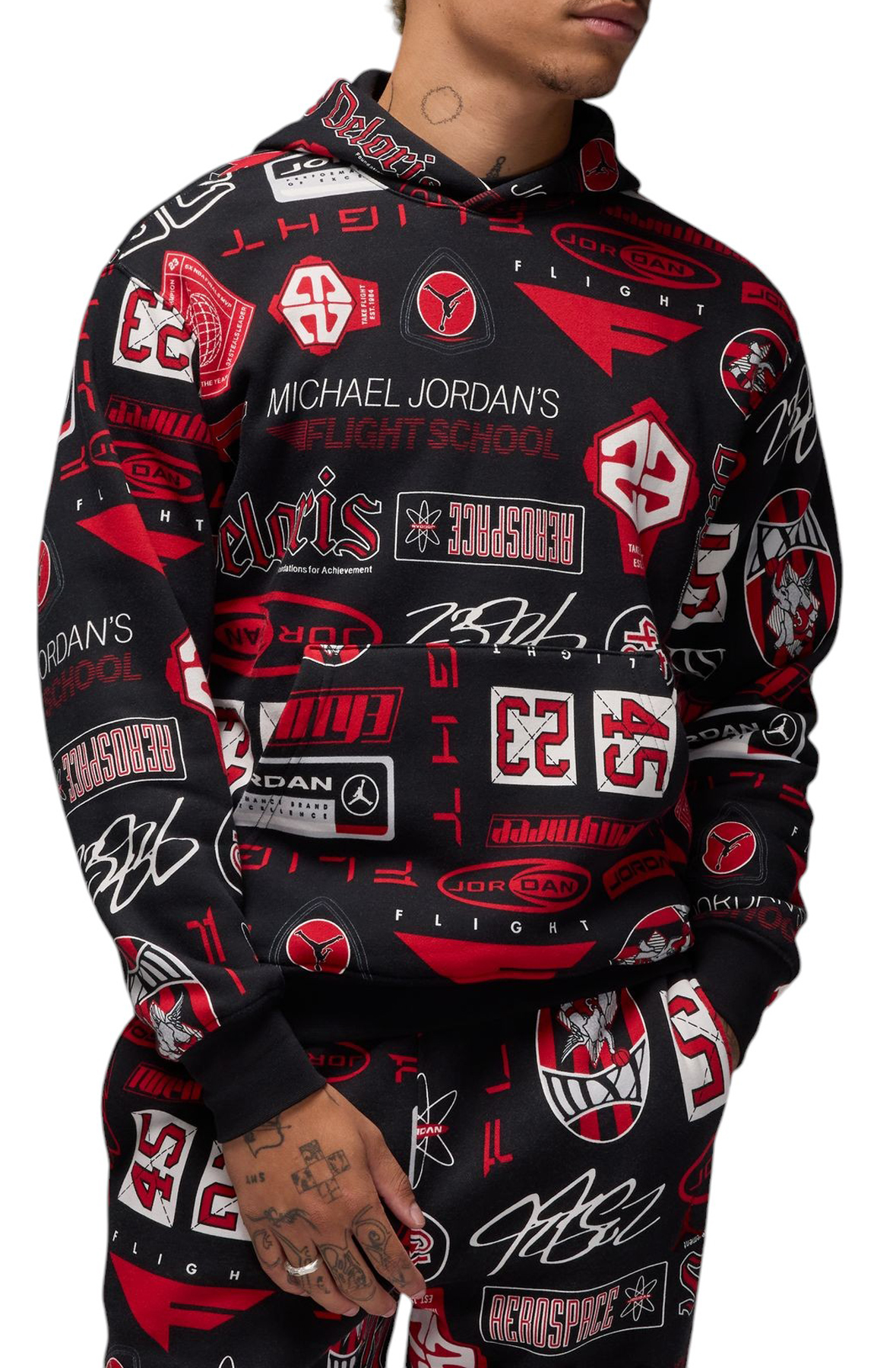 Men Essentials Printed Fleece Pullover Hoodie Sweatshirts BlackVarsity Red Men Essentials Printed Fleece Pullover Hoodie Sweatshirts BlackVarsity Red