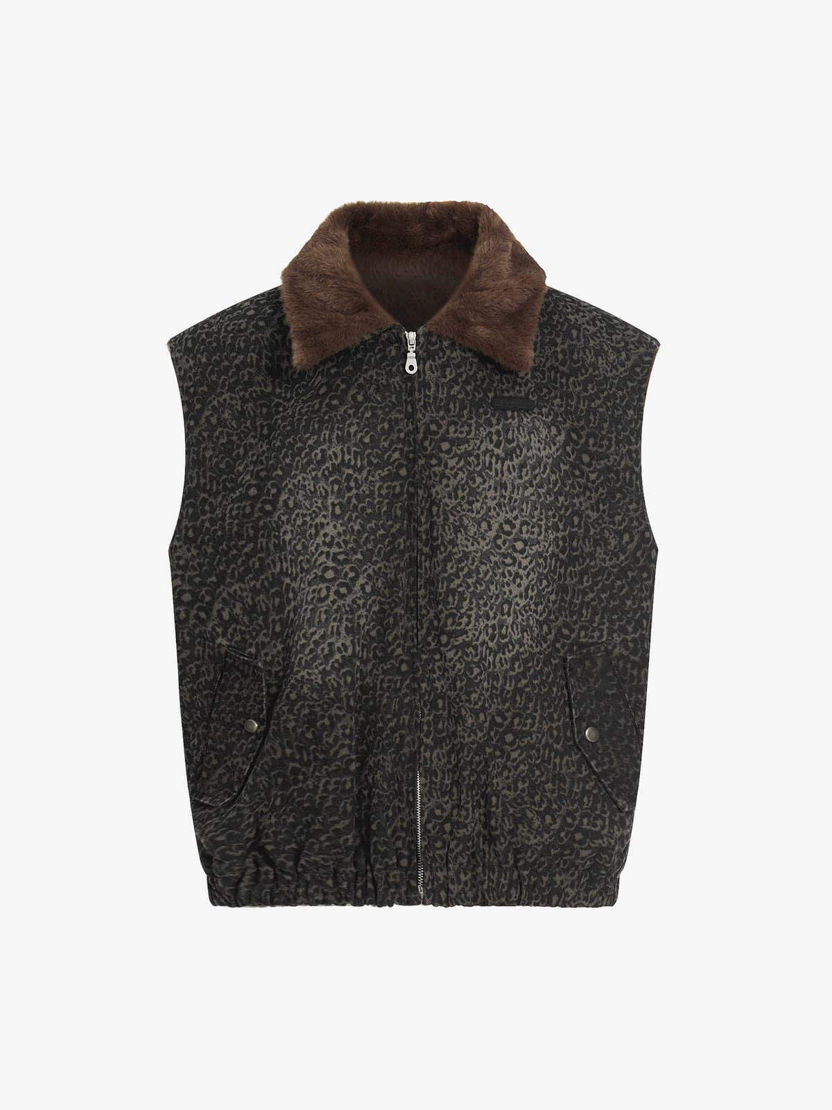 Vintage Leopard Print Fleece Zip Up Vest Vintage Leopard Print Fleece Zip Up Vest