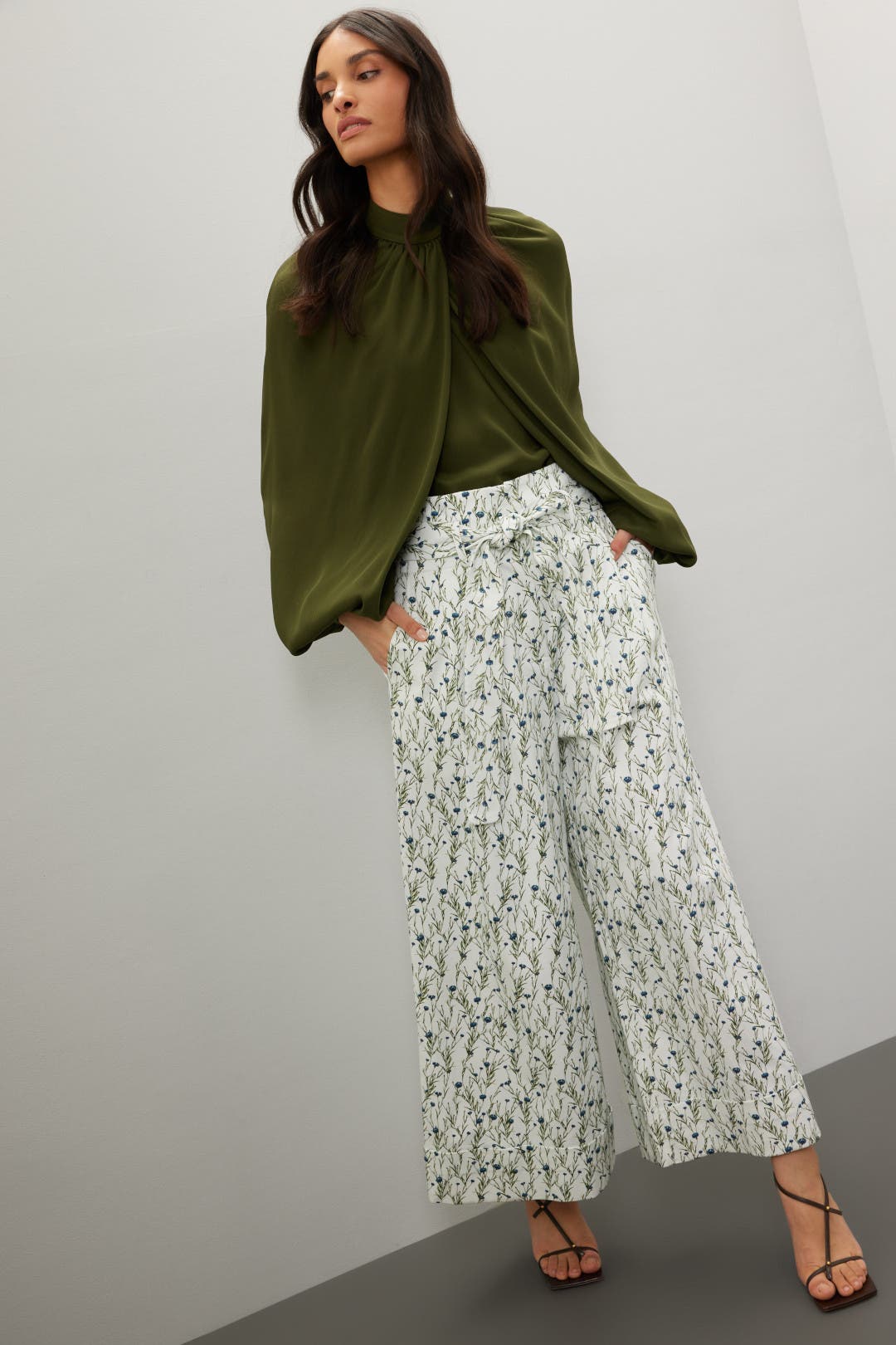 Adam Lippes x RTR Belted Floral Cropped Trousers Multicolored-white-print Adam Lippes x RTR Belted Floral Cropped Trousers Multicolored-white-print