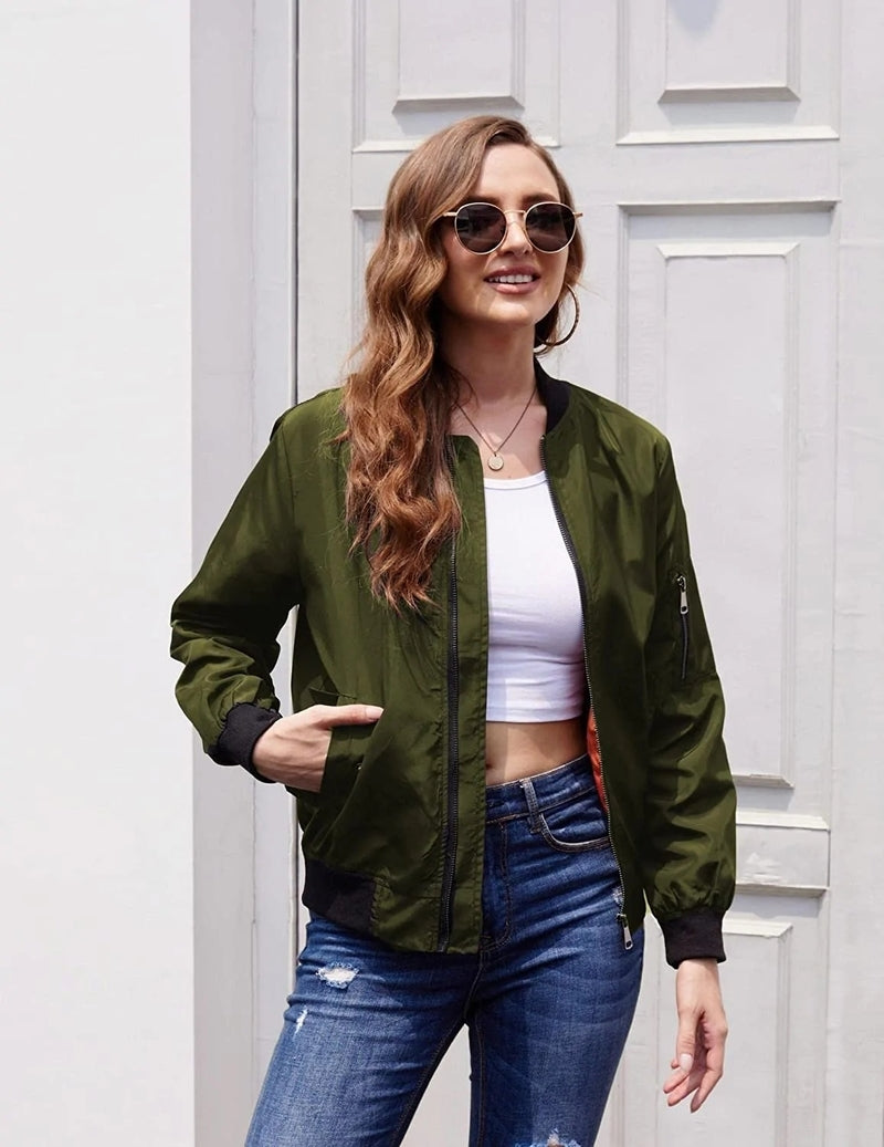 Zeagoo Bomber Zip Up Lightweight Jacket Coat – Green Zeagoo Bomber Zip Up Lightweight Jacket Coat – Green