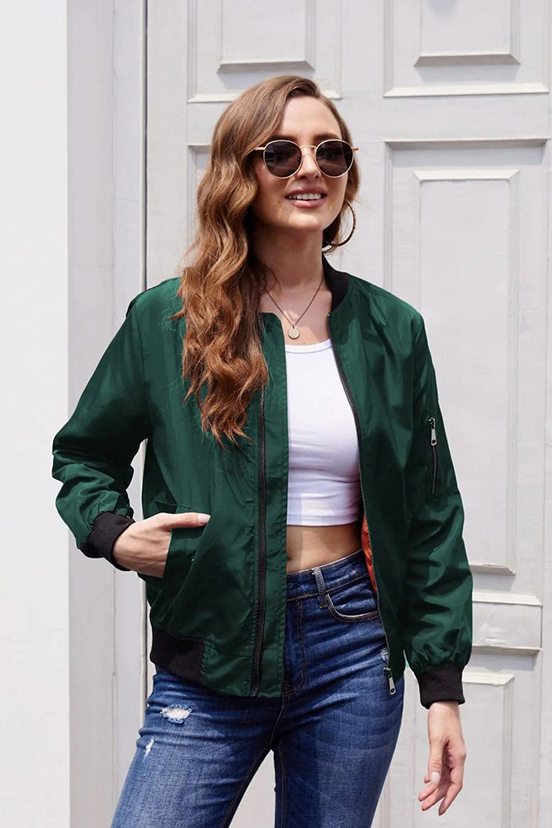 Zeagoo Bomber Zip Up Lightweight Jacket Coat – Dark Green S Zeagoo Bomber Zip Up Lightweight Jacket Coat – Dark Green S