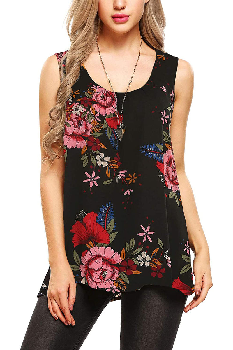 Floral Print Loose Flowy Tunic Tank Top – Zeagoo- Printed M Floral Print Loose Flowy Tunic Tank Top – Zeagoo- Printed M