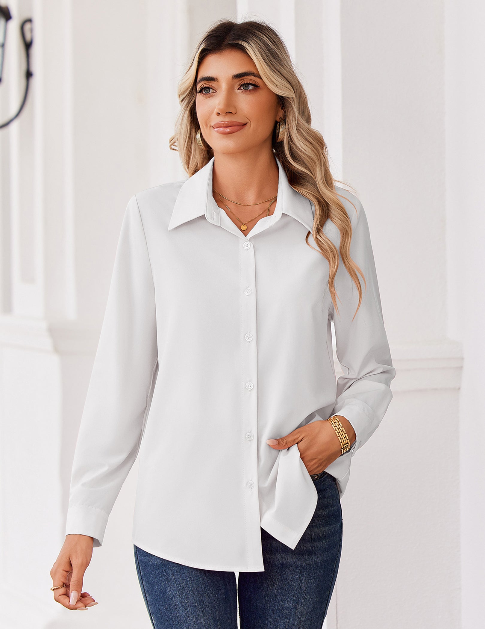 Business Casual Long Sleeve Button Down Shirt