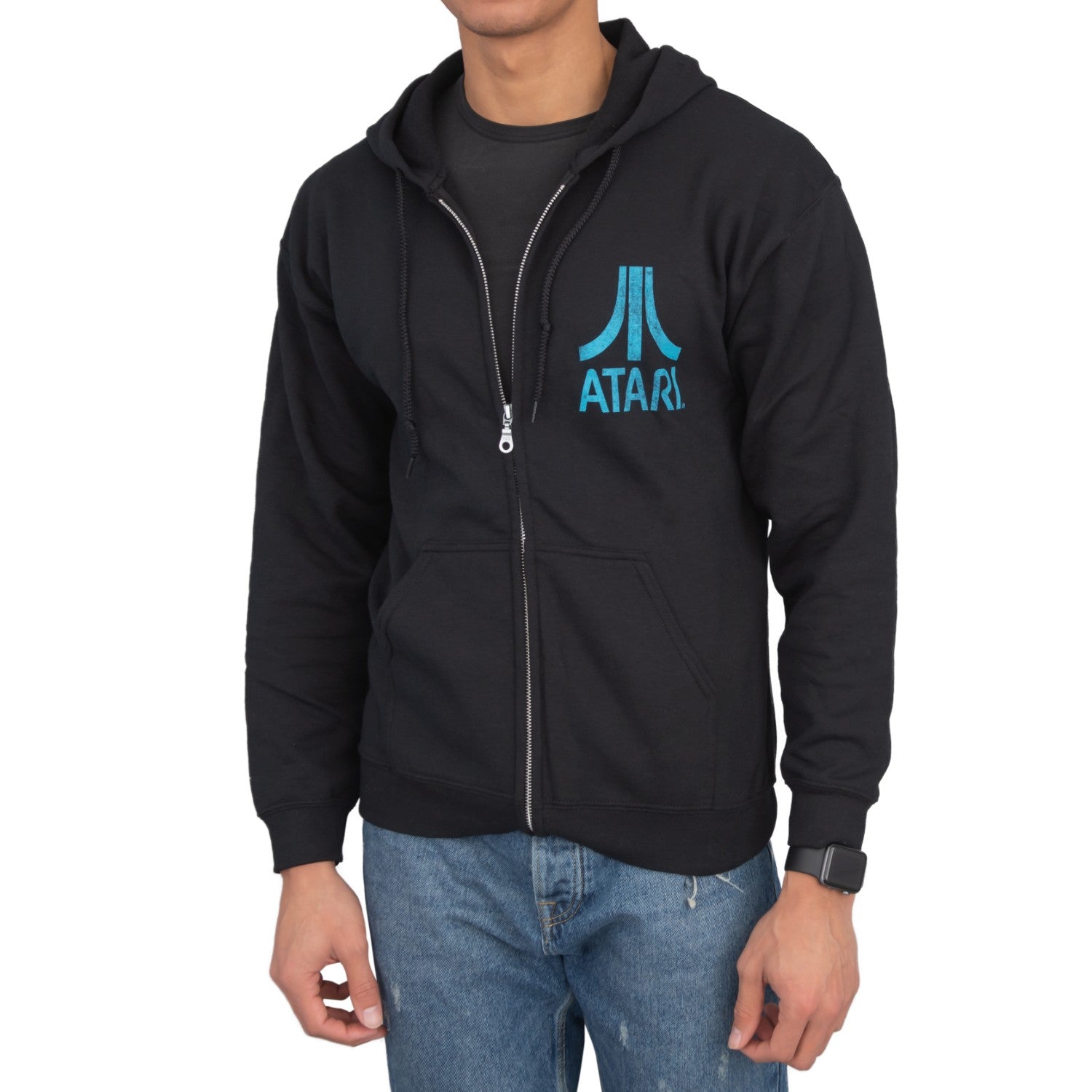 Atari Adult Unisex Back & Chest Square Logo Zip Up Hoodie Atari Adult Unisex Back & Chest Square Logo Zip Up Hoodie