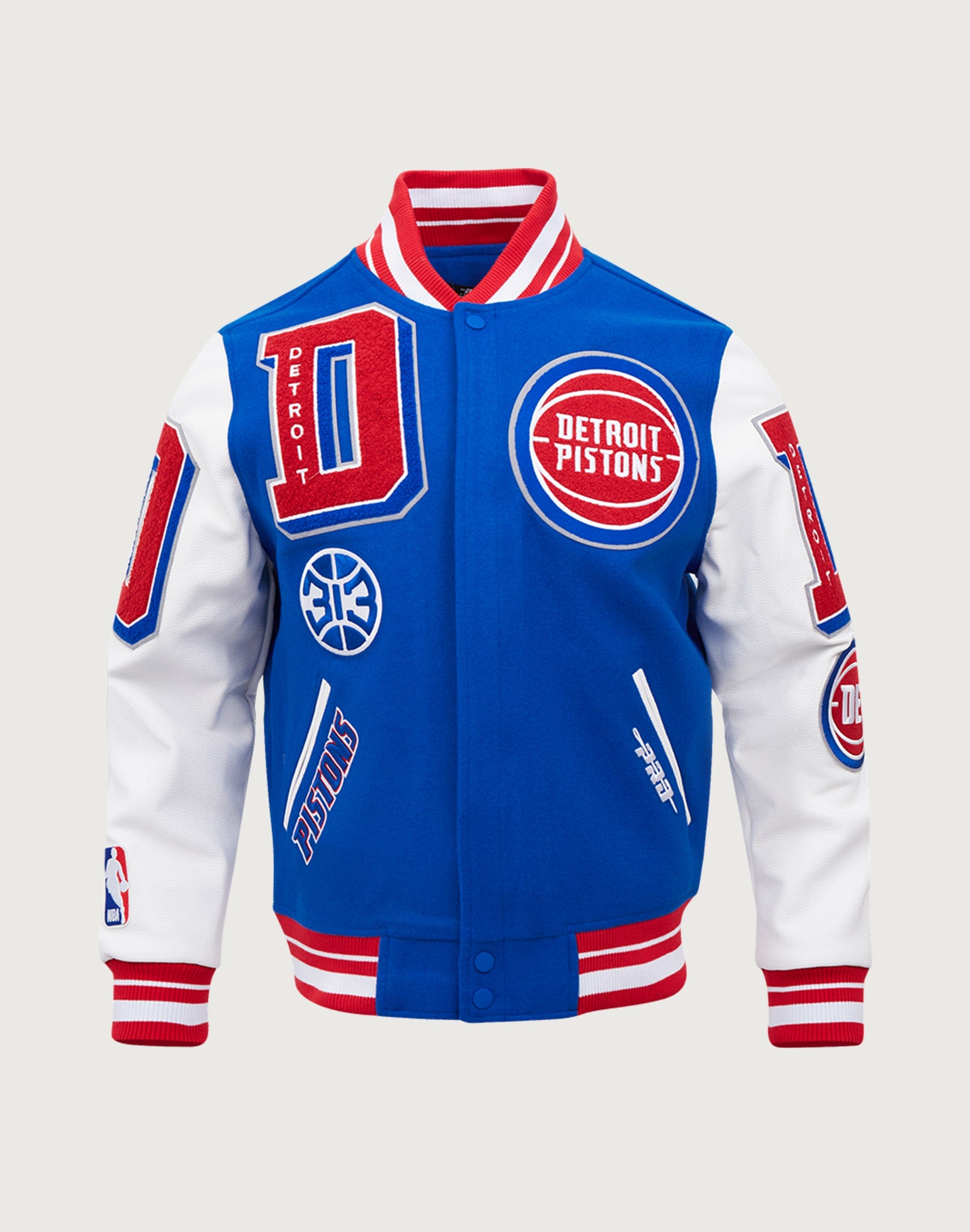 Pro Standard NBA Detroit Pistons Mashup Rib Wool Varsity Jacket Pro Standard NBA Detroit Pistons Mashup Rib Wool Varsity Jacket