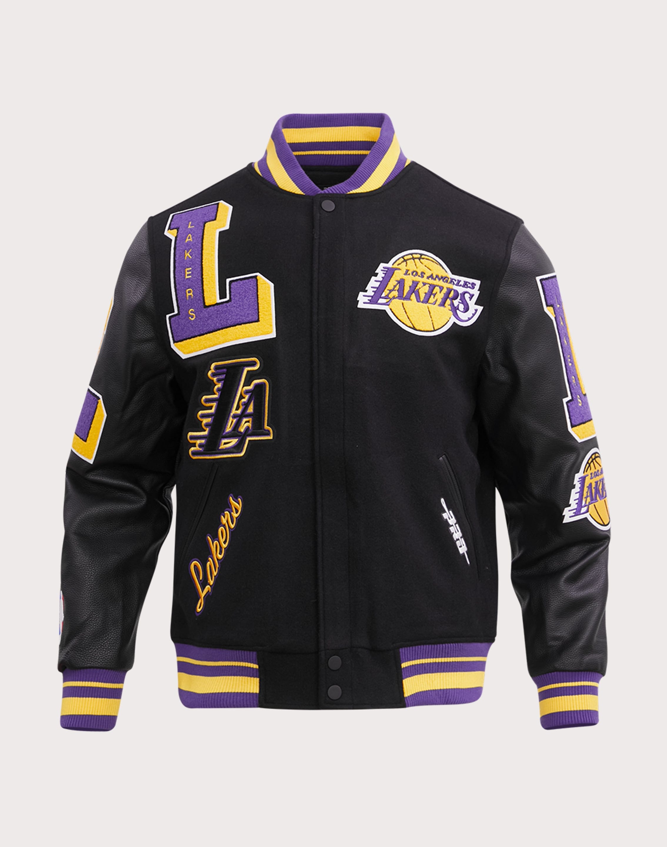 Pro Standard NBA Los Angeles Lakers Mashup Rib Wool Varsity Jacket Pro Standard NBA Los Angeles Lakers Mashup Rib Wool Varsity Jacket