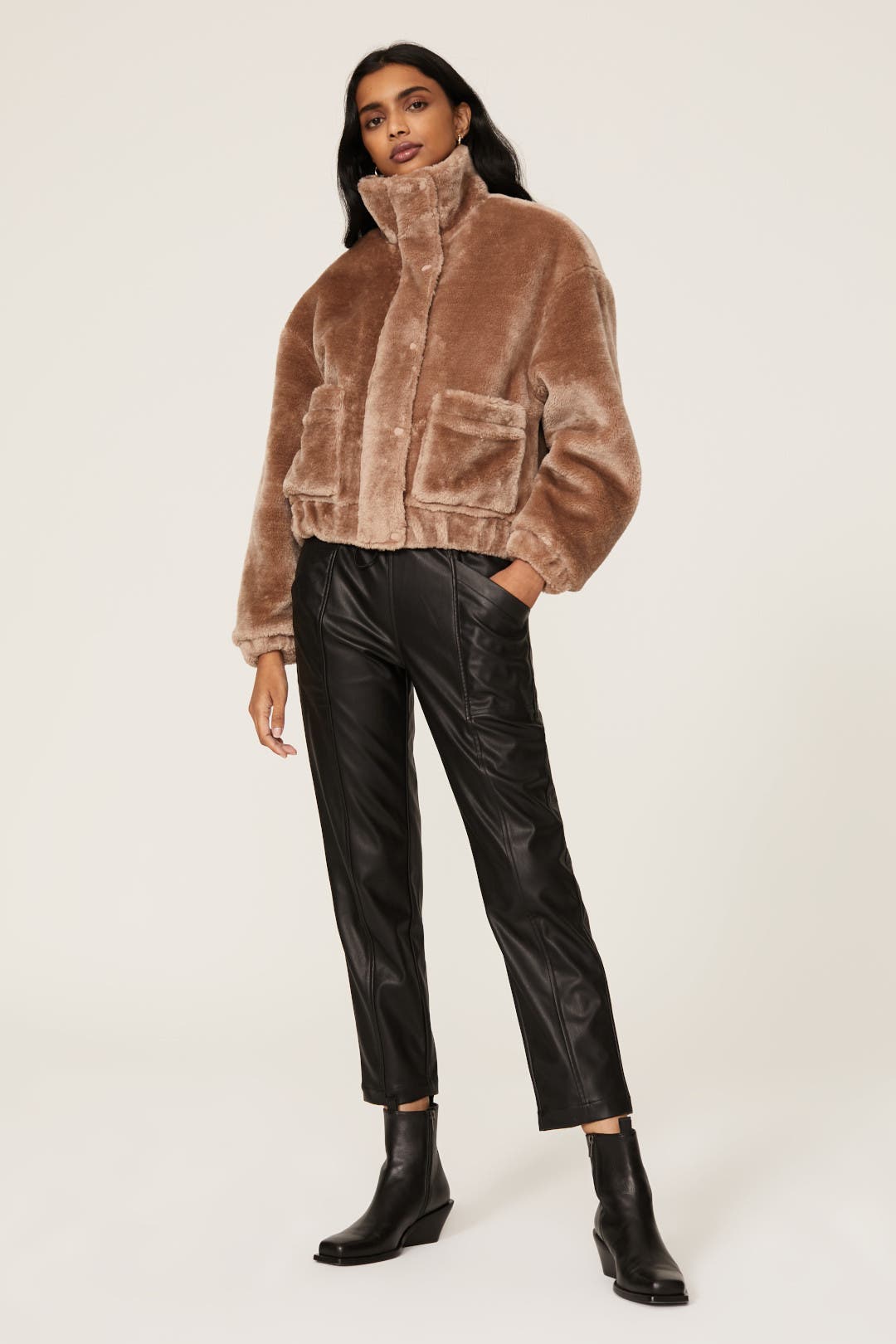 Blanknyc Bicoastal Faux Shearling Jacket Brown