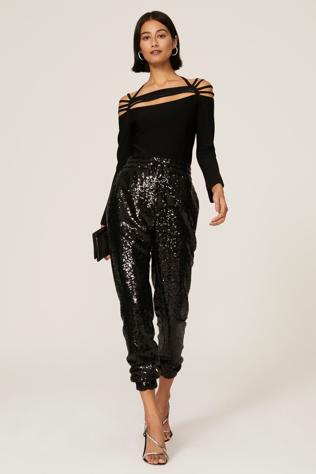 Badgley Mischka Black Sequin Joggers Black Badgley Mischka Black Sequin Joggers Black