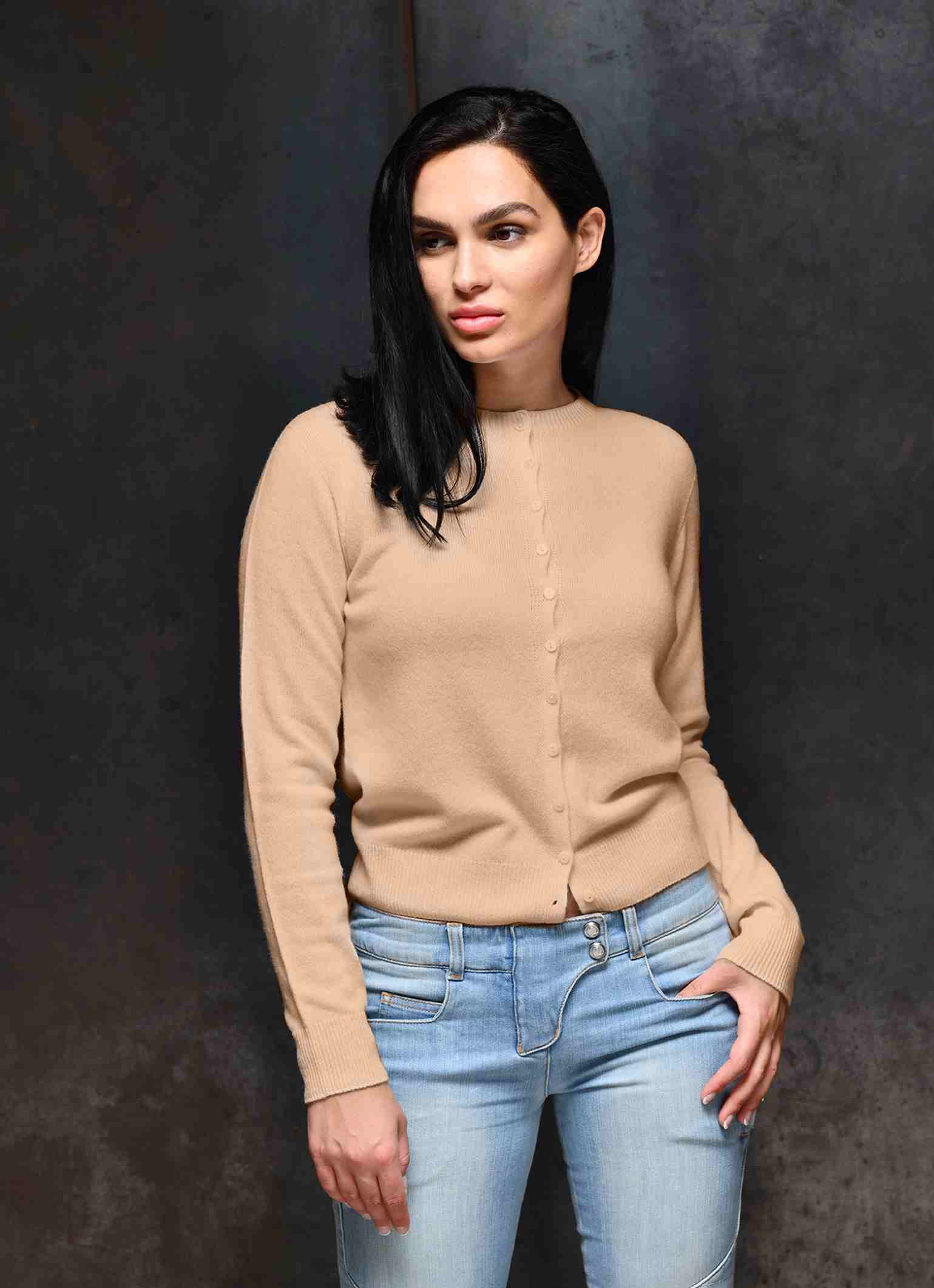 Campiglio pure Italian cashmere cardigan – Camel Campiglio pure Italian cashmere cardigan – Camel