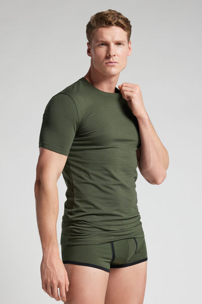 Intimissimi Stretch Superior Cotton Shirt Man Green