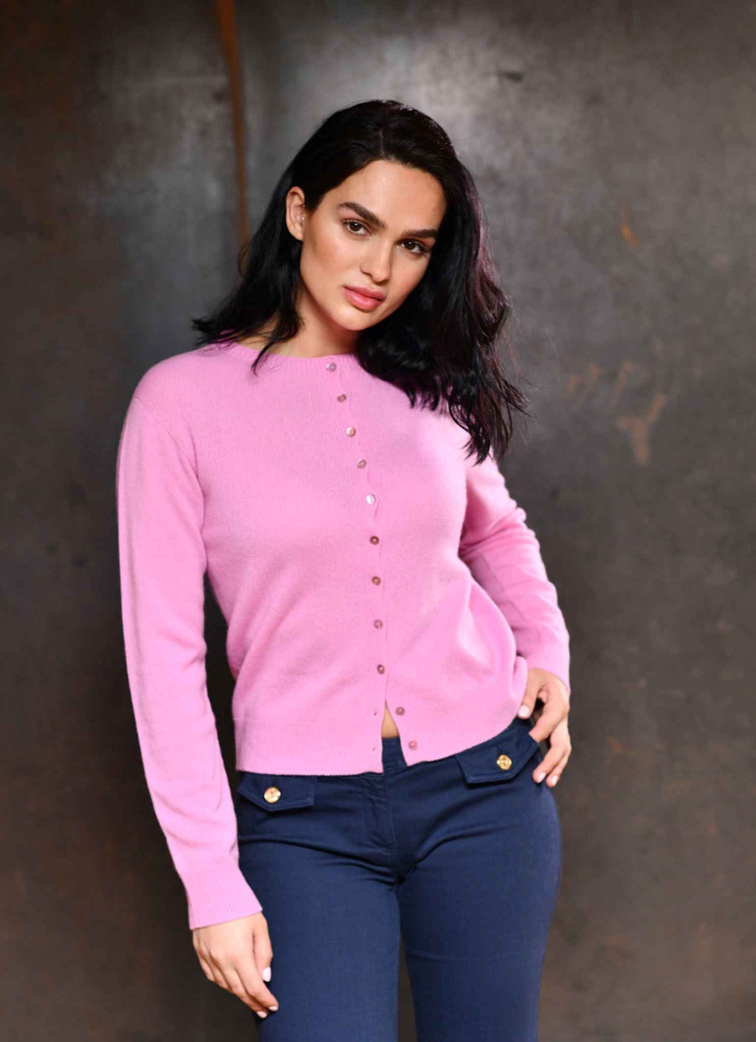 Campiglio pure Italian cashmere cardigan – Pink Campiglio pure Italian cashmere cardigan – Pink