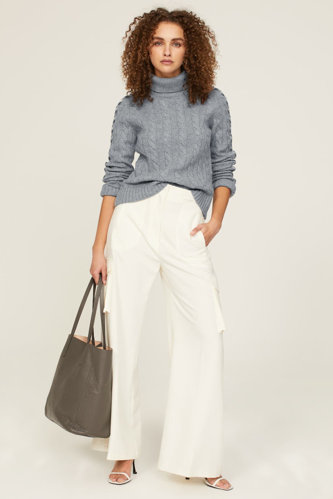 Derek Lam Crosby Pippa Lace Up Turtleneck Blue-grey