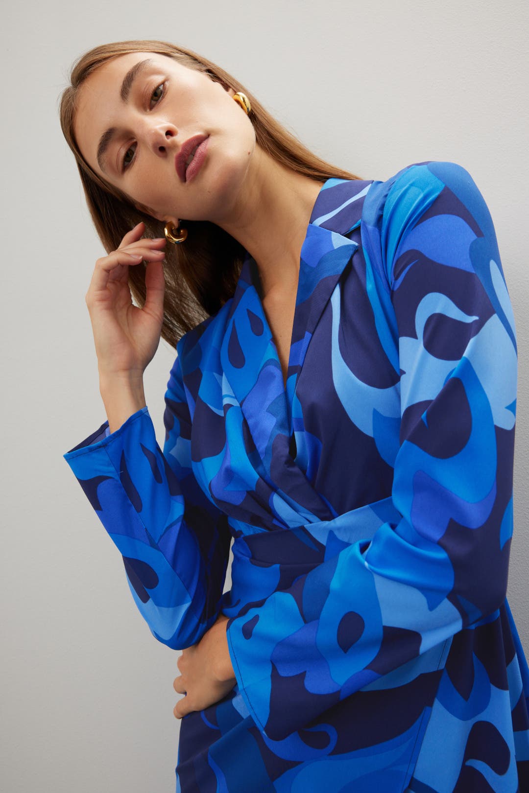 Donna Morgan Blazer Wrap Dress Blue-print