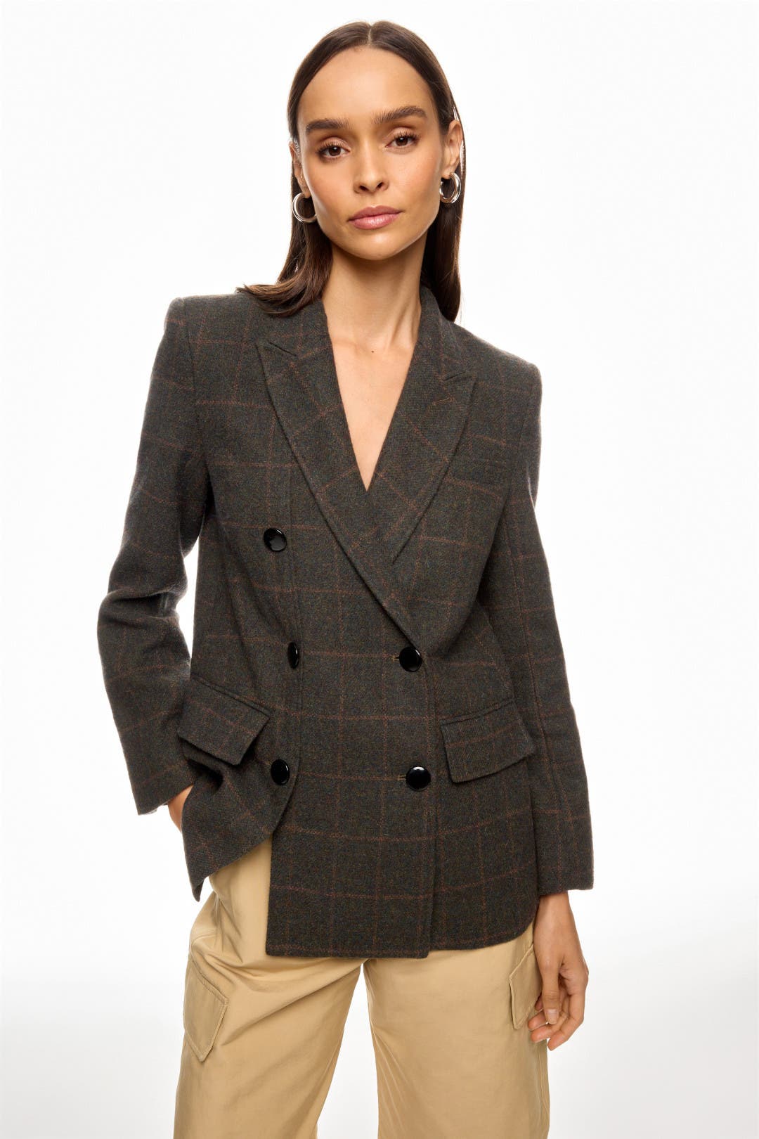Eudon Choi x RTR Double Breasted Fitted Blazer Brown-grey-print Eudon Choi x RTR Double Breasted Fitted Blazer Brown-grey-print