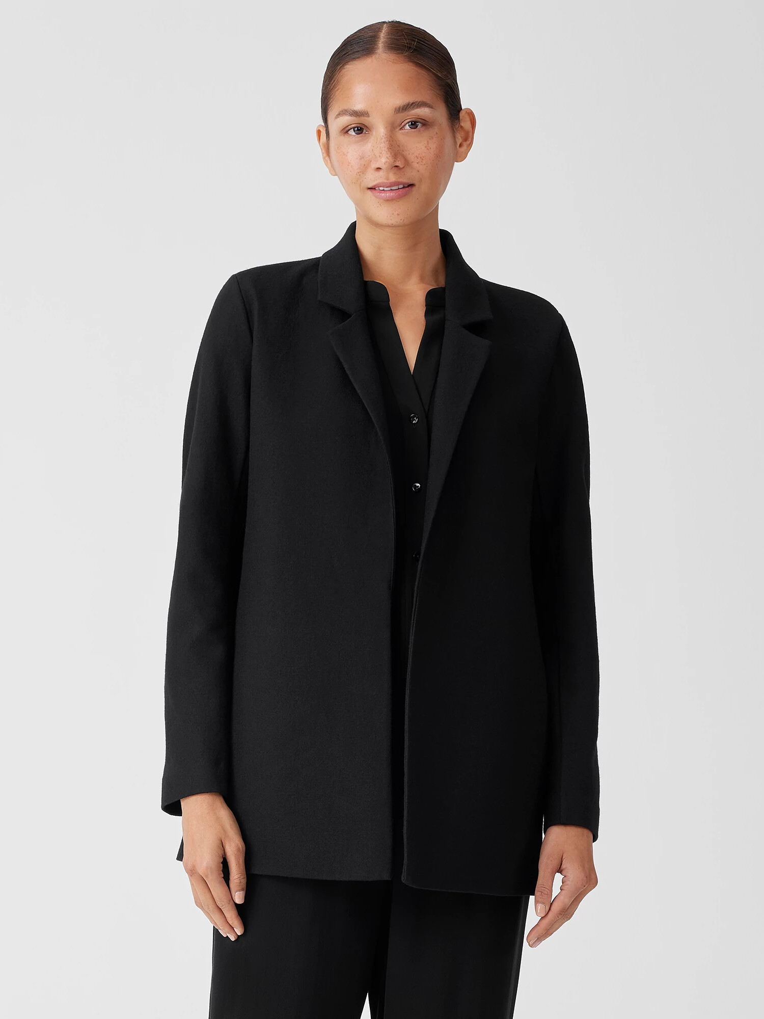 Boiled Wool Jersey Long Blazer Boiled Wool Jersey Long Blazer