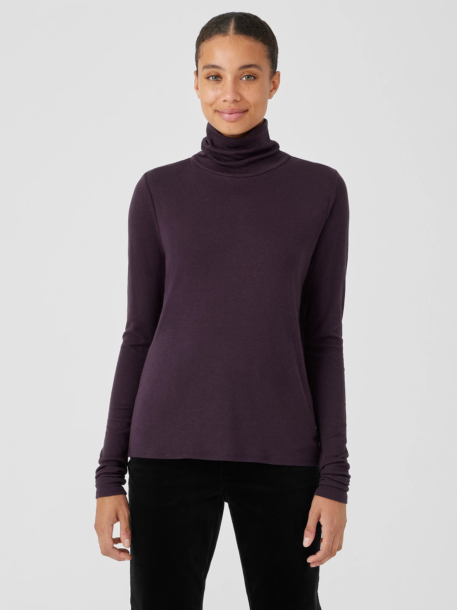 Ribbed Pima Cotton Blend Turtleneck Top Ribbed Pima Cotton Blend Turtleneck Top