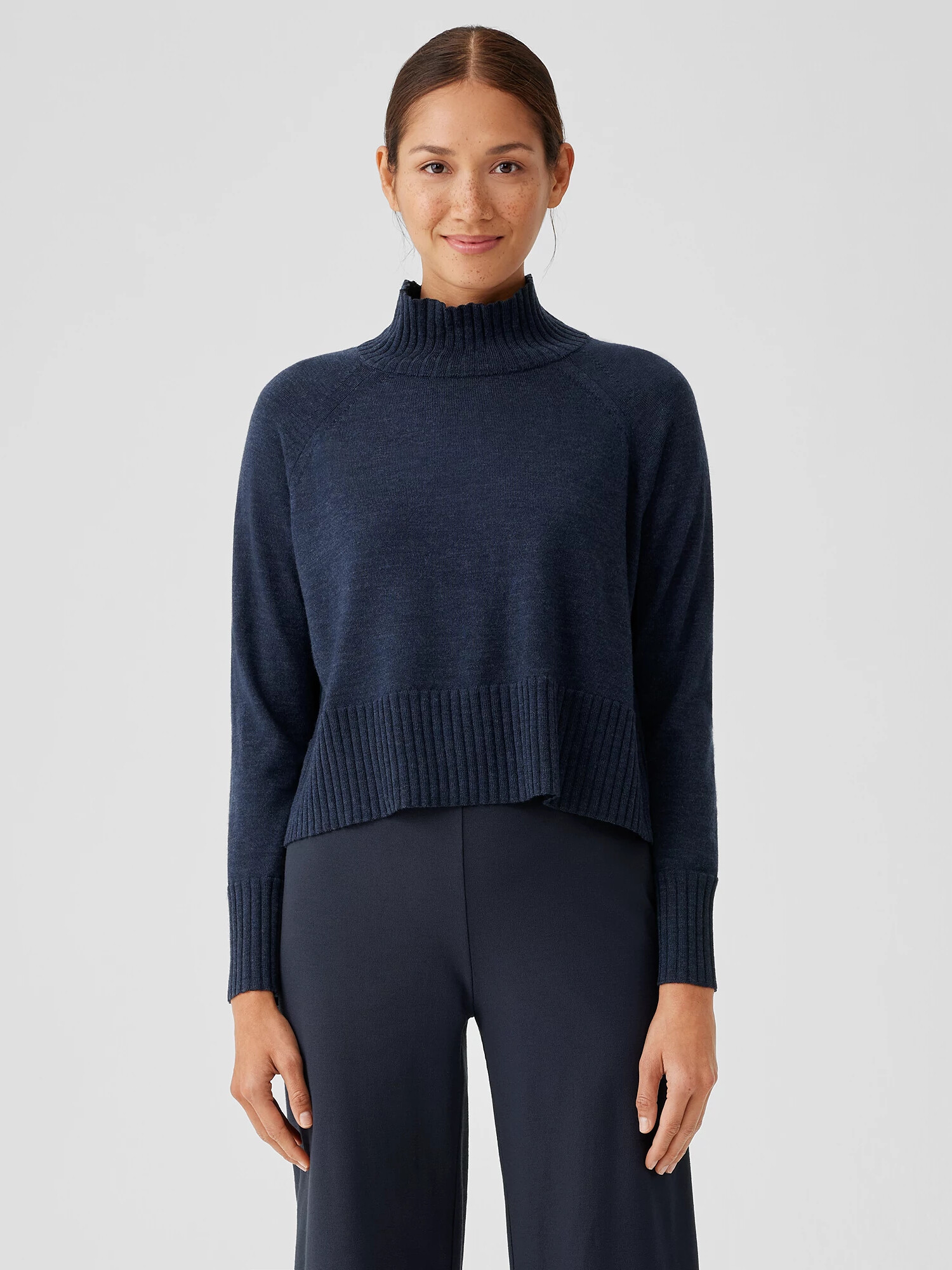 Merino Jersey Turtleneck Top
