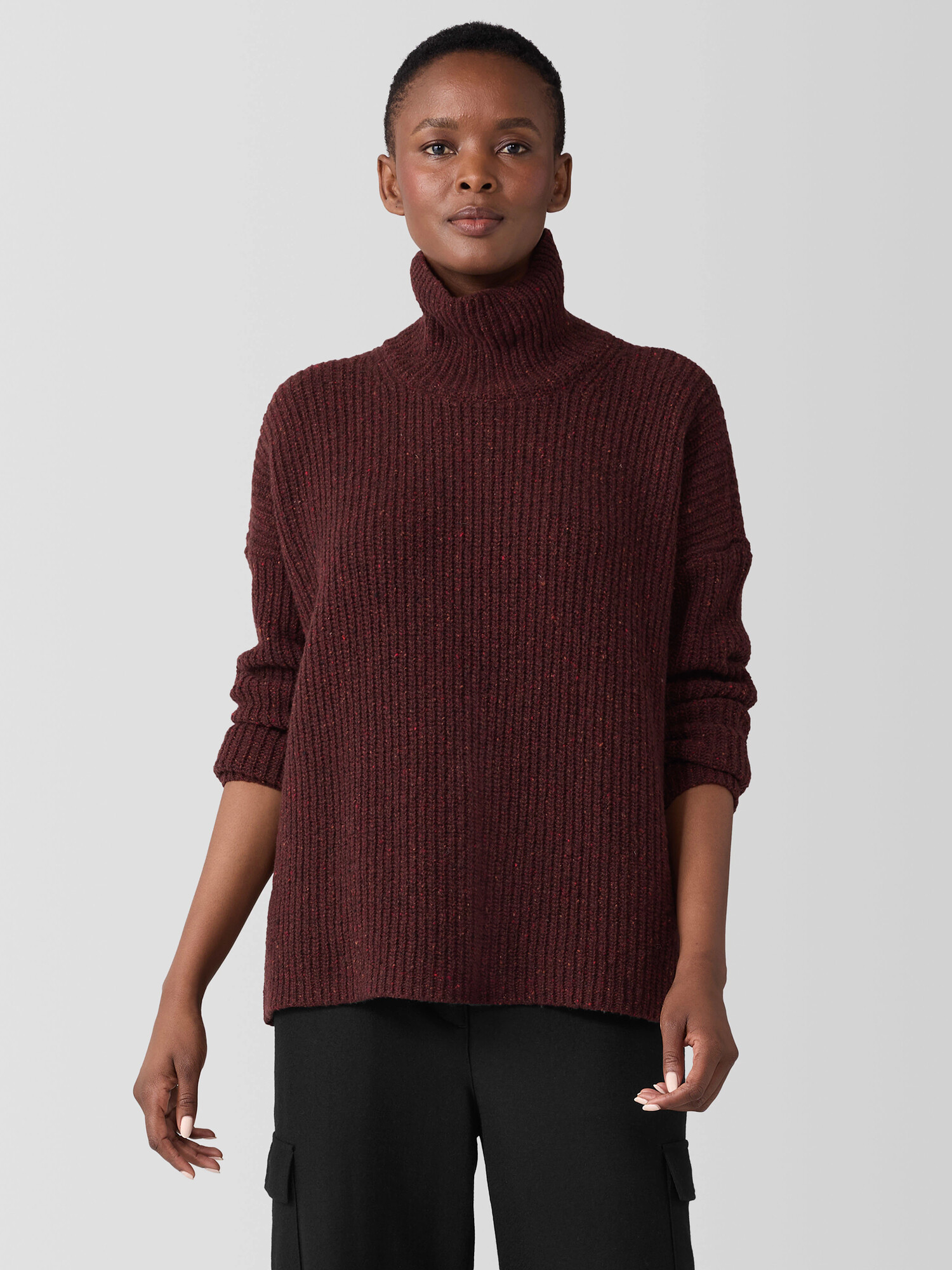 Recycled Cashmere Tweed Turtleneck Top Recycled Cashmere Tweed Turtleneck Top