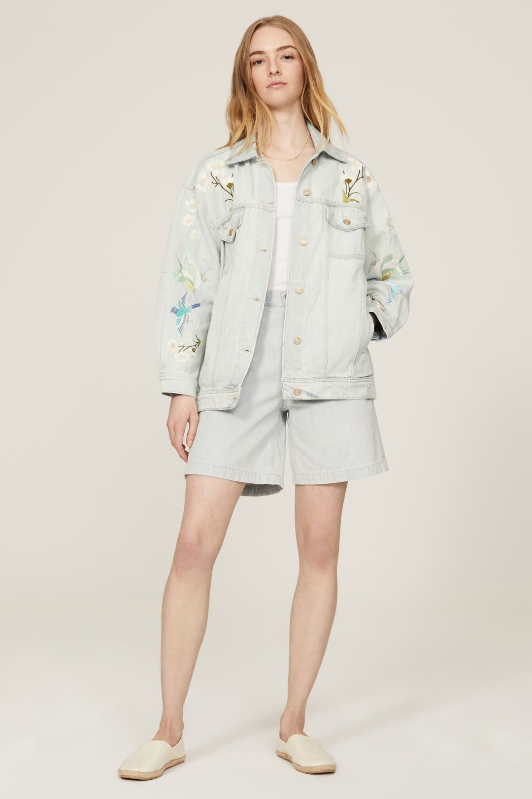 For All Mankind Easy Embroidered Denim Jacket Blue For All Mankind Easy Embroidered Denim Jacket Blue