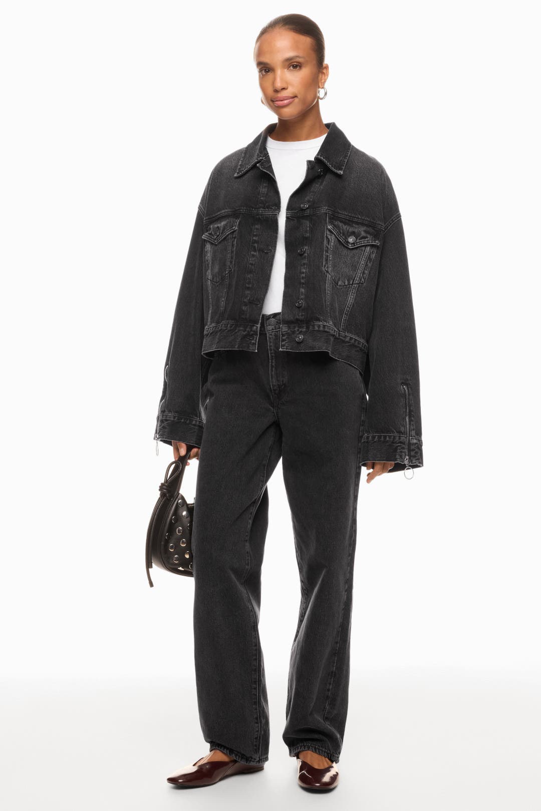 For All Mankind Black Zipper Denim Jacket Black