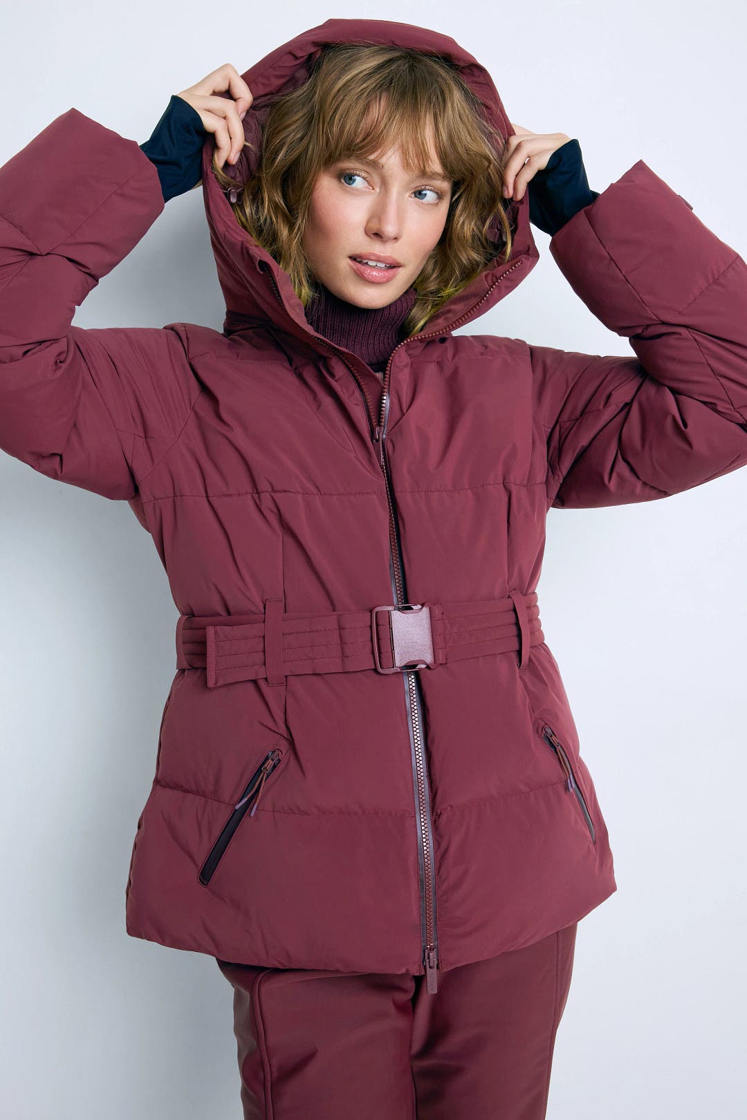 Halfdays Hedy Belted Puffer Jacket Purple